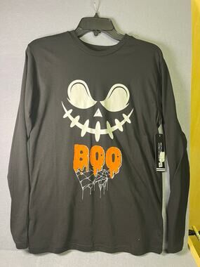 ADTN boys size XL (18) black Halloween boo monster graphic long sleeve tee nwt